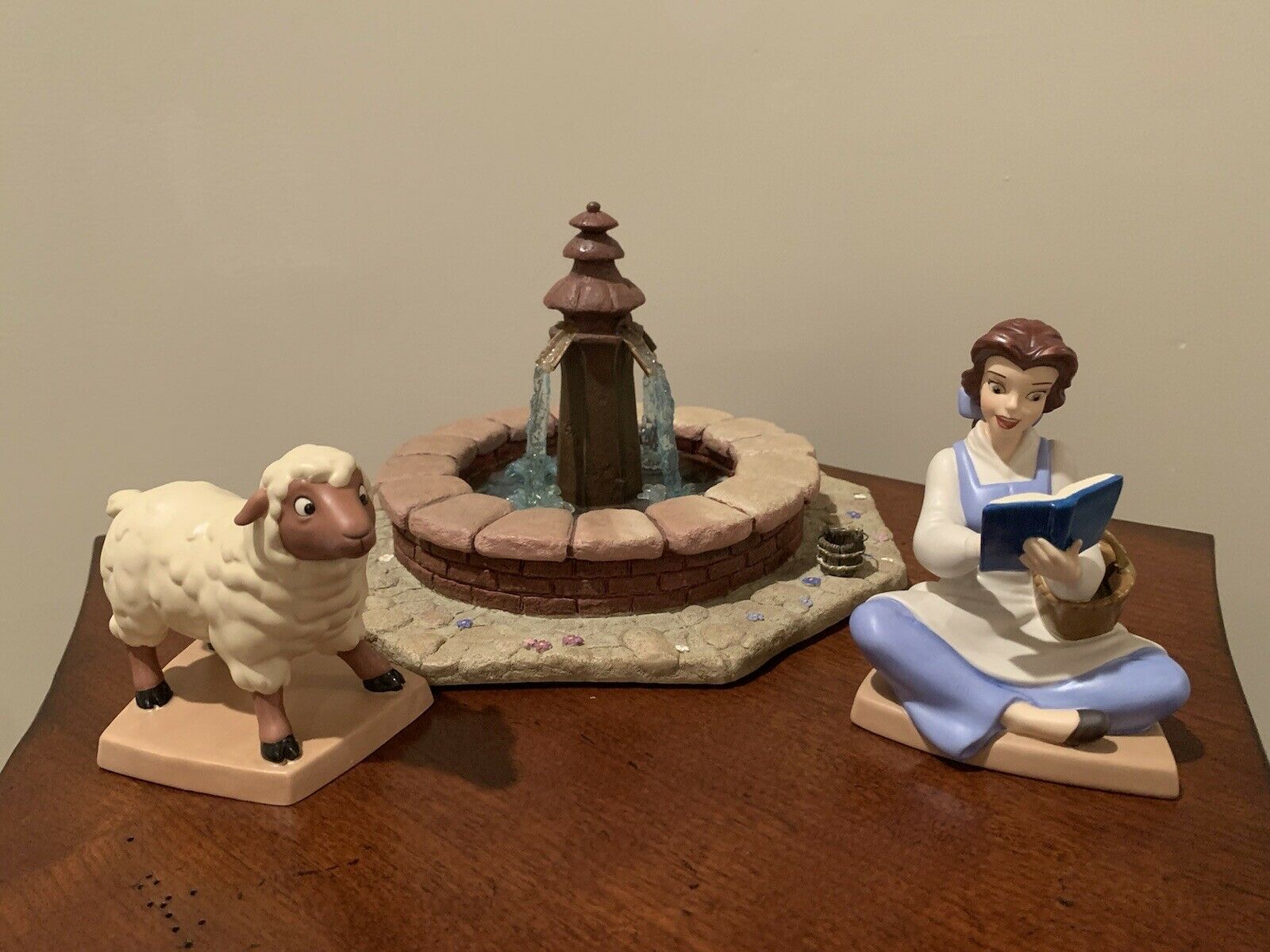 Wdcc Beauty And The Beast “bookish Belle” “sheep”and 10th Anniversary Fountain