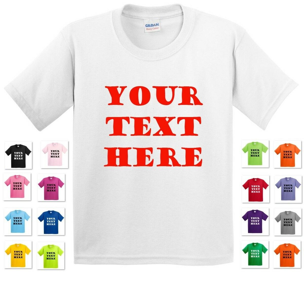 Youth Kids Personalized Custom Print Your Own Text On A T-shirt Customized Tee