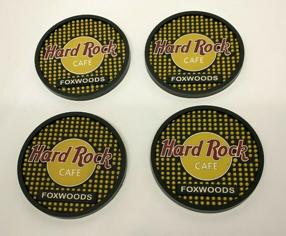 Hard Rock Cafe-coaster Set-4 Piece-foxwoods- Preowned