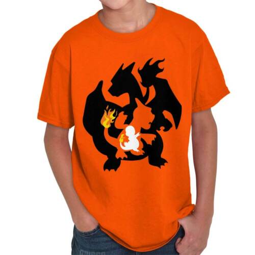 Fire Lizard Evolution Video Gamer Nerd Geeky Youth Crewneck T Shirts Boy Or Girl