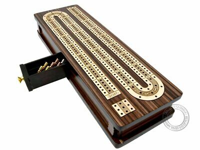 Continuous Cribbage Board / Box Inlaid In Rosewood / Maple 12" - 3 Tracks