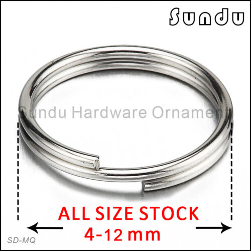 Wholesale 4-12mm Stainless Steel  Split Key Ring Hook Silver Color Fishing Solid