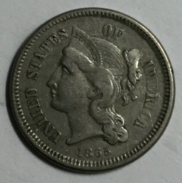 1865 Three Cent Nickel Xf Uncertified #
