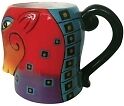 Laurel Burch Squares Horse Ceramic Coffee Mug 4.5 Inches Tall Nib 16 Ounces