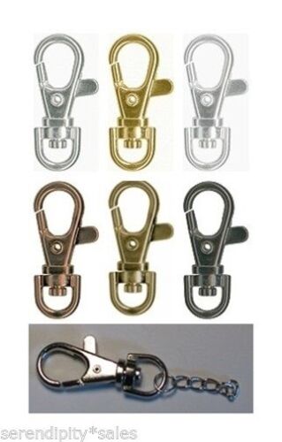 Metal Swivel Clips Hooks Clasps Lobster End 1.5" Long 39mm You Pick Colors + Qty
