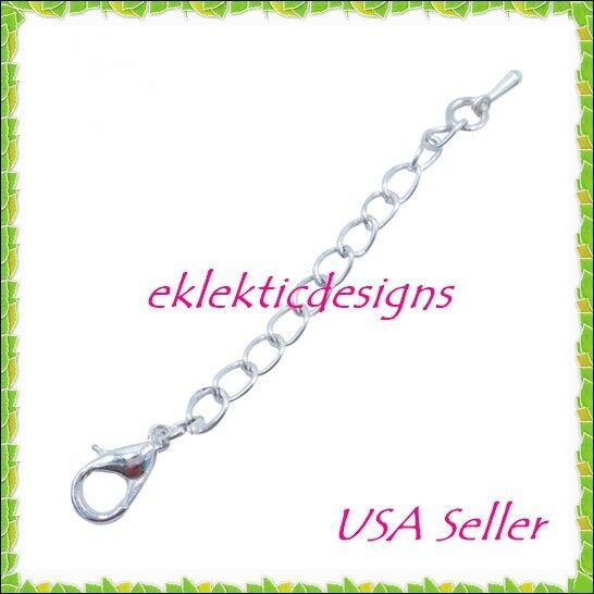 3" 5pcs Silver Plated Alloy Lobster Clasp Extender Chain Ends Necklace Fastship