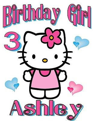 New Custom Personalized Hello Kitty Birthday T Shirt Party Favor Add Name