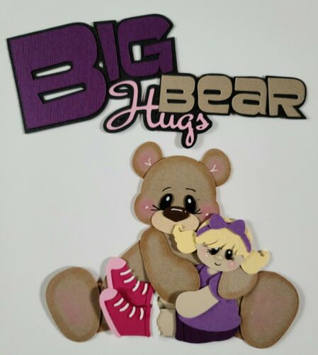 Big Bear Hugs Blonde Hair Girl And Title Scrapbook, Card Making Paper Piecing