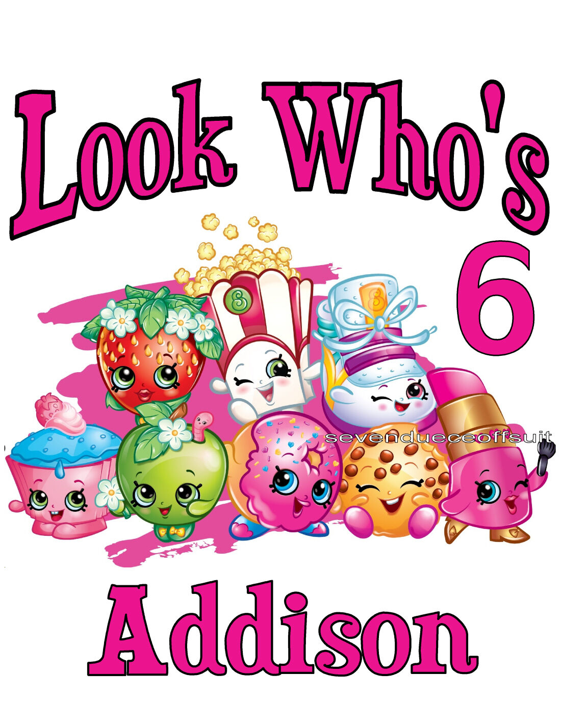New Personalized Shopkins Birthday T Shirt Party Favor Tee Add Name And Age