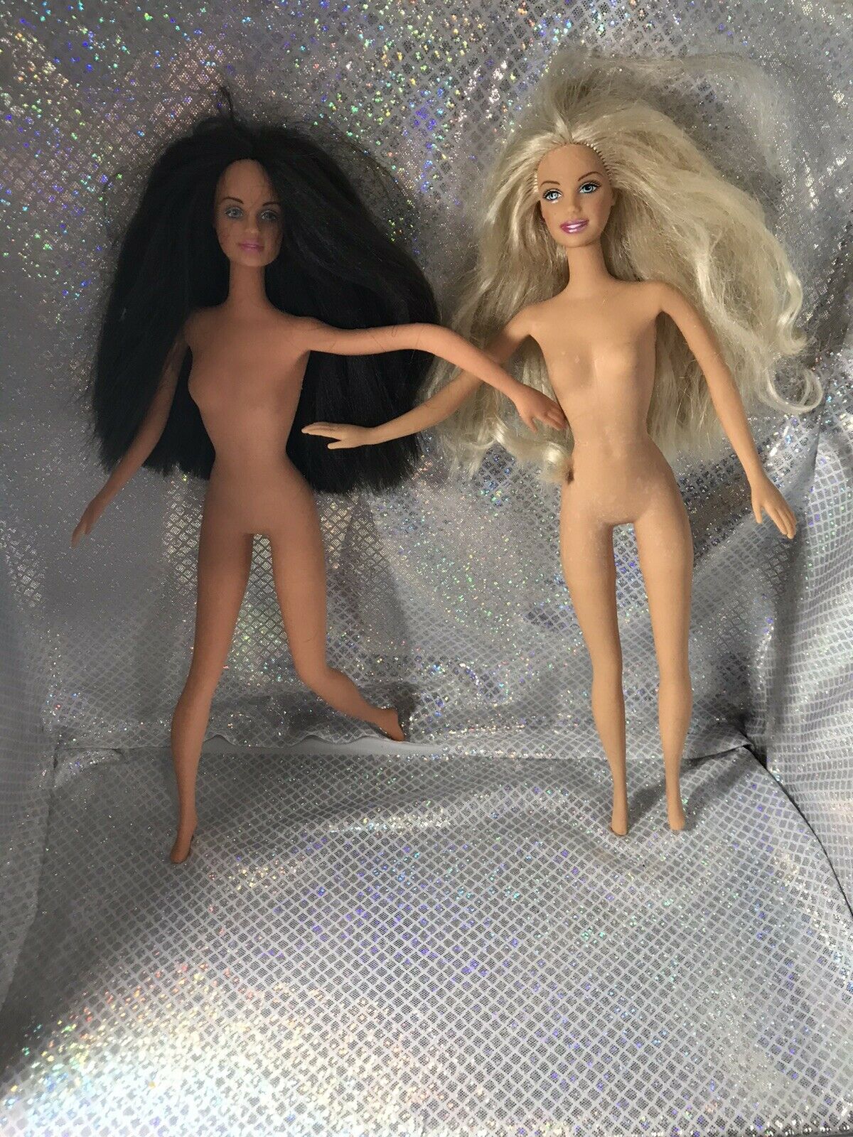 2 Fully Bending Cheerleader Barbie Dolls Lega Arms Full Body Bends Poses Nude