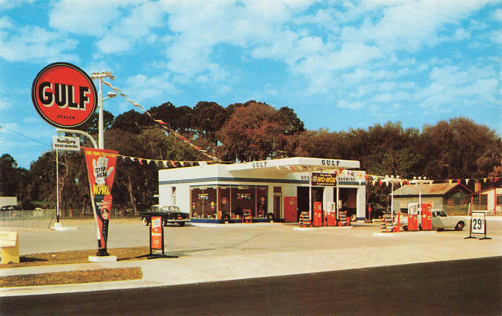 Ormond Beach Fl Huckin's Gulf Gas Station Coca-cola Machine Postcard