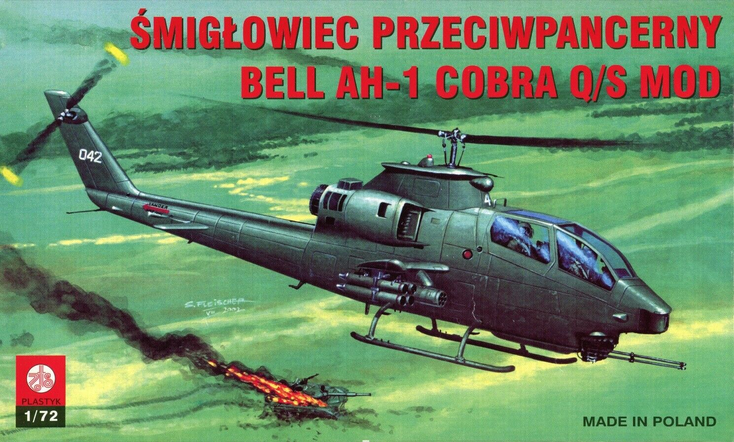 Helicopter Bell Ah-1 Cobra Q/s Mod  # Scale 1/72 #  Zts Plastyk # S-022